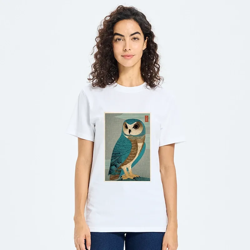 Tokyo-Tiger Vintage Owl Woodblock Art Classic T-Shirt