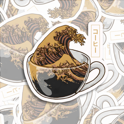 Tokyo-Tiger Coffee Wave Sticker