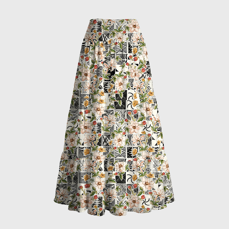Tokyo-Tiger Tropical Floral Delight Maxi Skirt