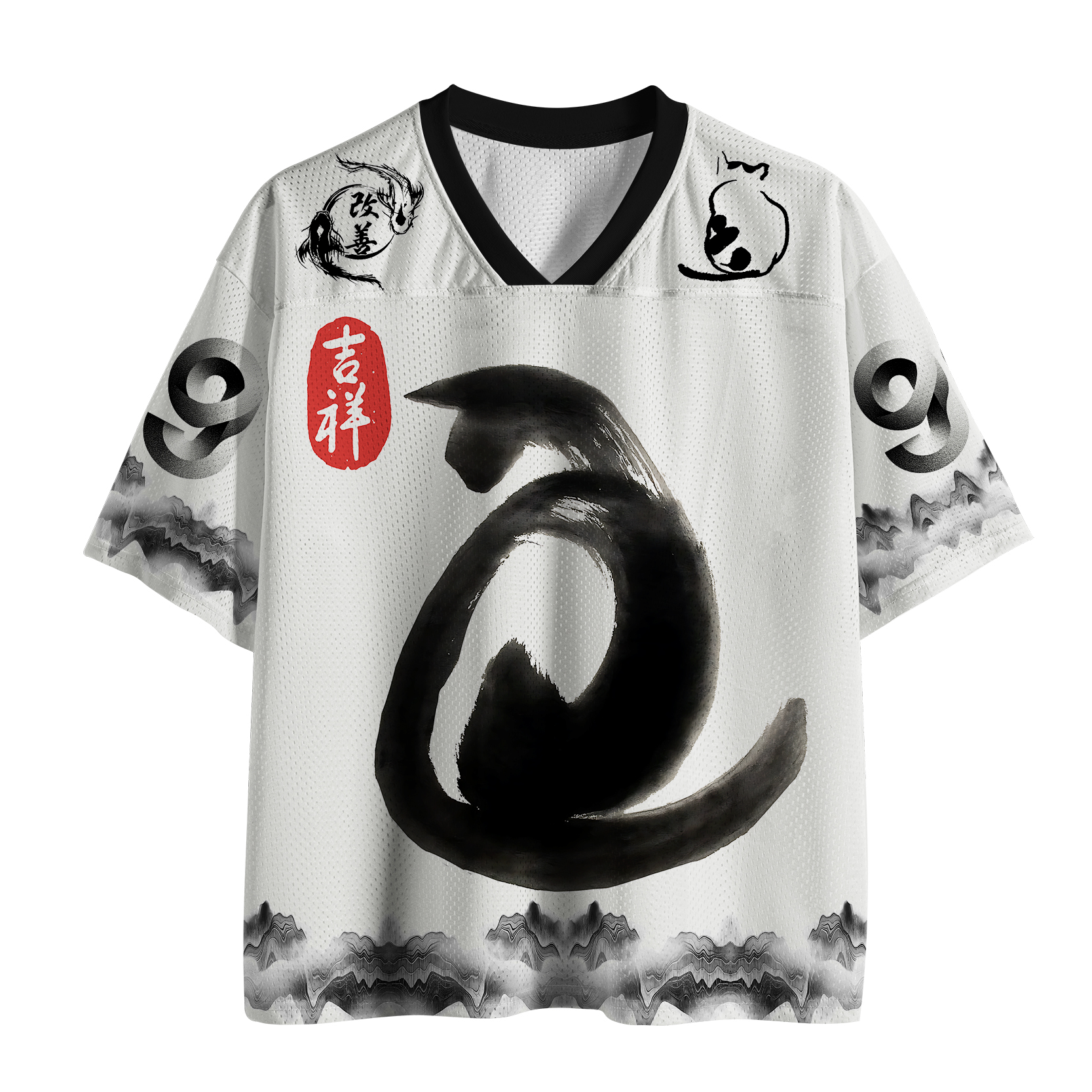 Tokyo-Tiger Vintage Ink Cat Mesh Jersey