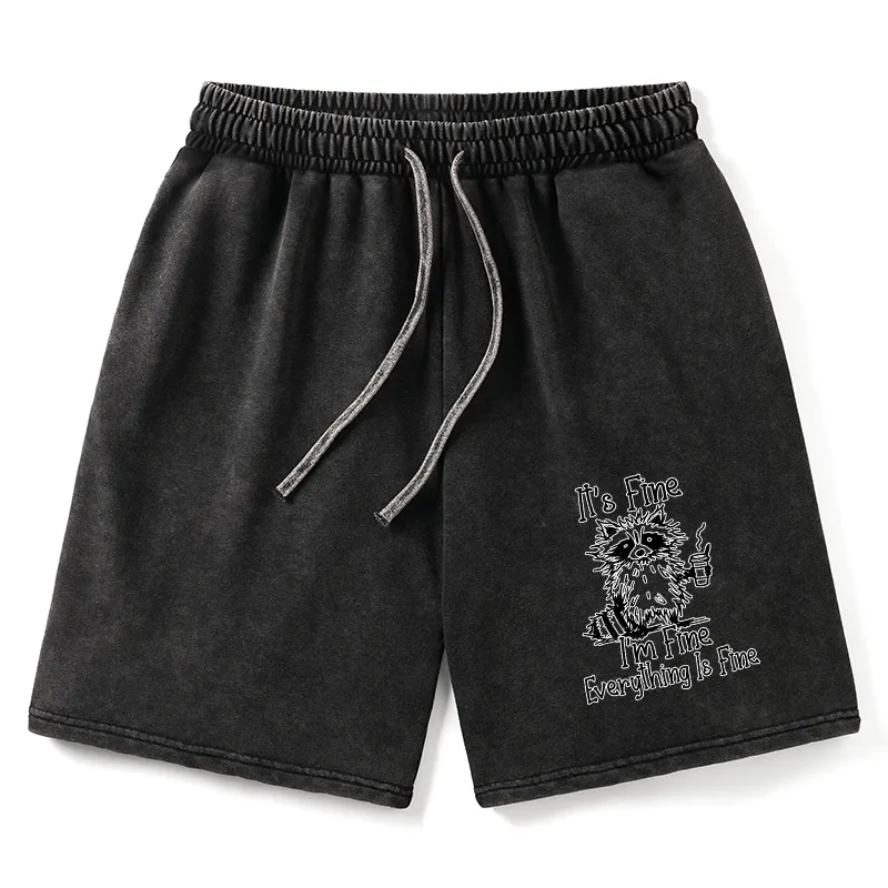 Tokyo-Tiger Raccoon Fine Meme Washed Shorts