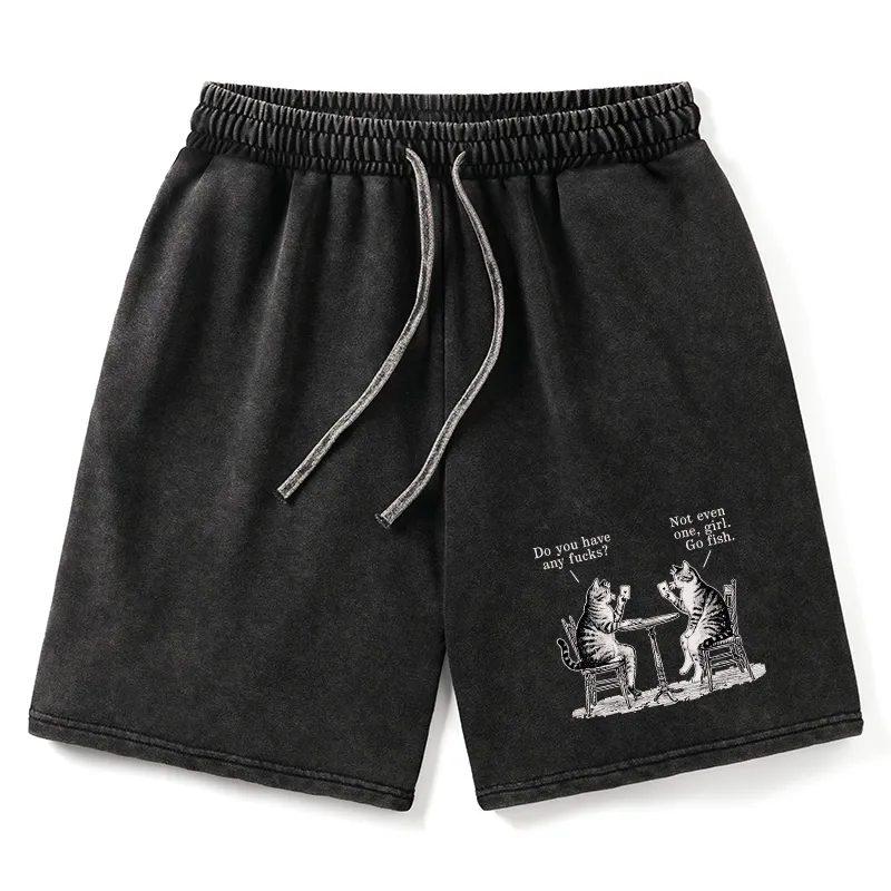 Tokyo-Tiger Cat Poker Night Washed Shorts