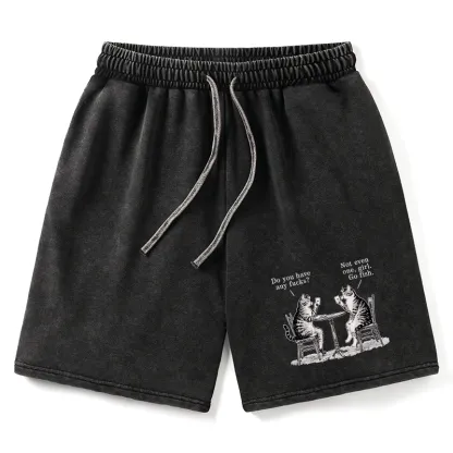 Tokyo-Tiger Cat Poker Night Washed Shorts
