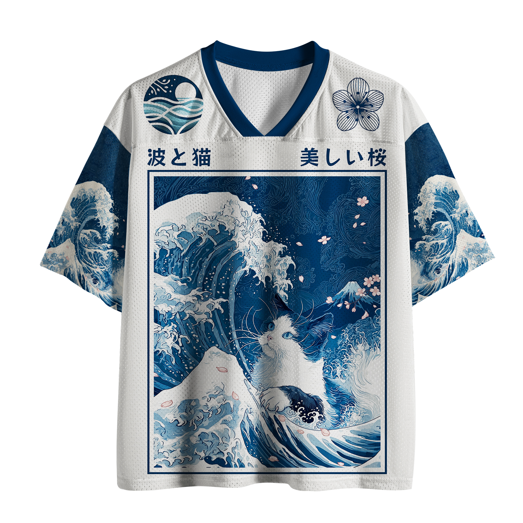 Tokyo-Tiger Sakura Surfing Cat Mesh Jersey