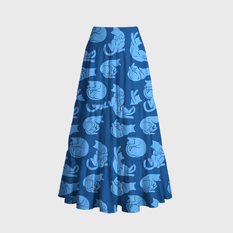 Tokyo-Tiger Cats In Different Actions Aloha Maxi Skirt