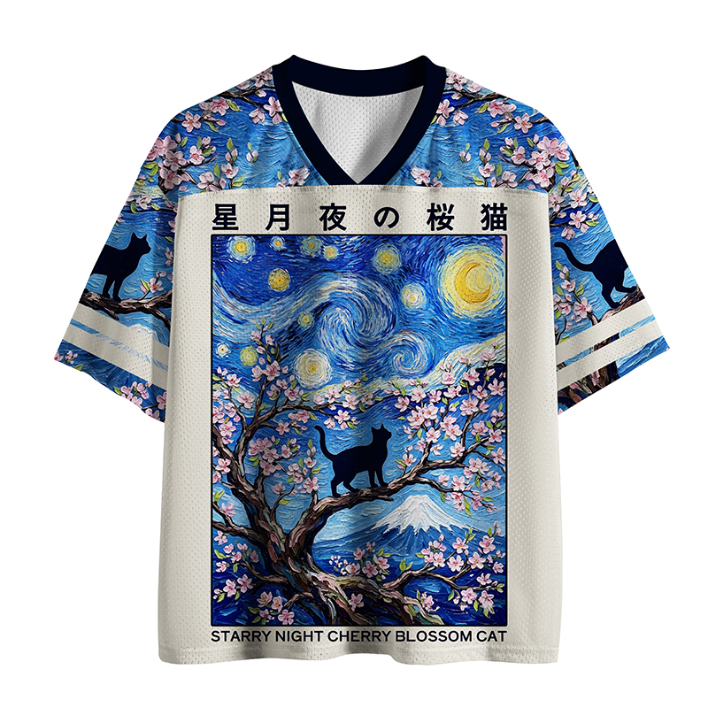 Tokyo-Tiger Sakura Starry Cat Mesh Jersey