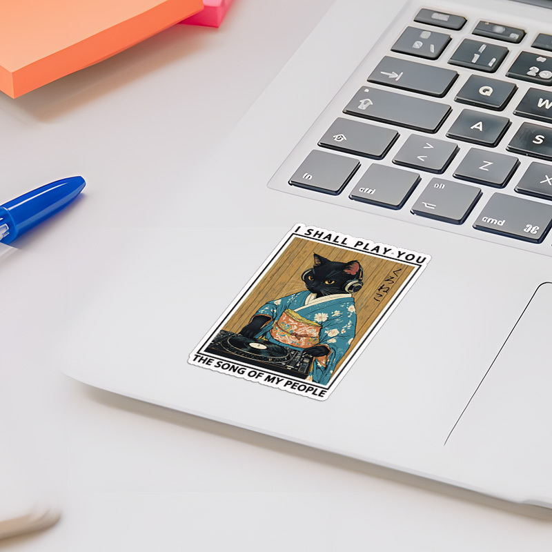 Tokyo-Tiger Funny Playing Music Black Cat Sticker