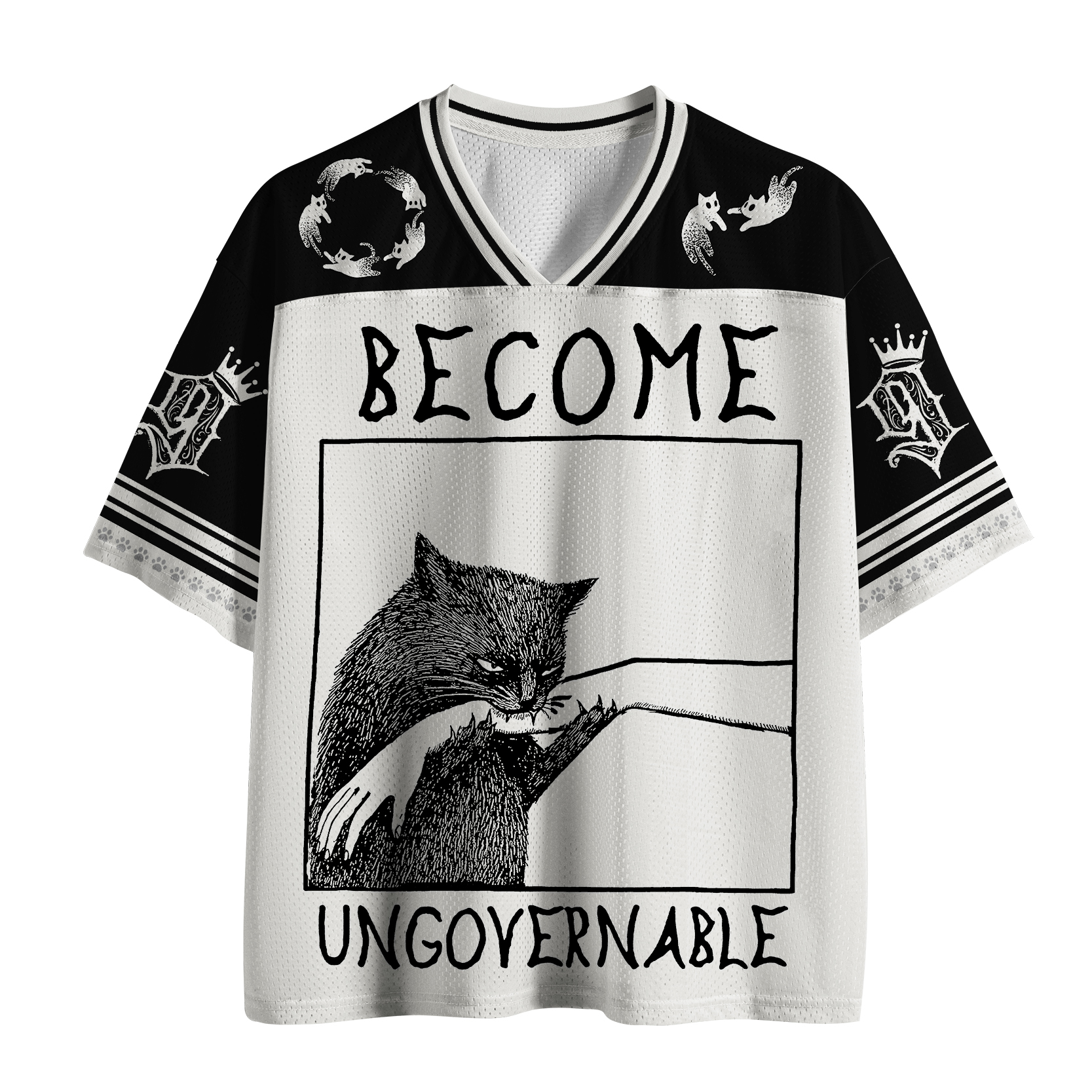 Tokyo-Tiger Cat Biting Arm Mesh Jersey