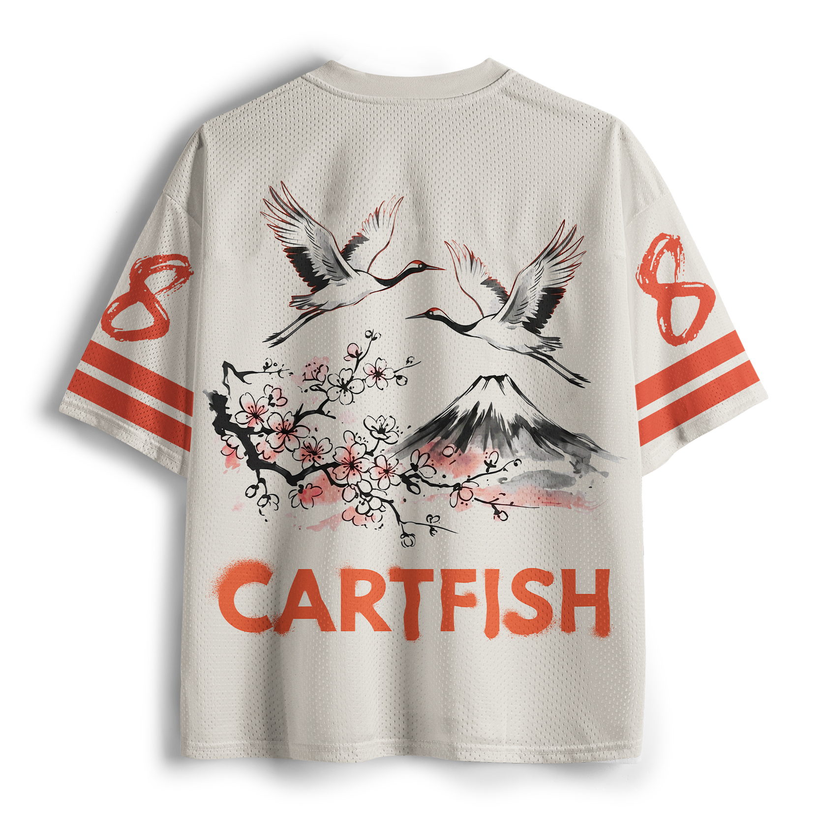 Tokyo-Tiger Retro Red-crowned Crane Mesh Jersey