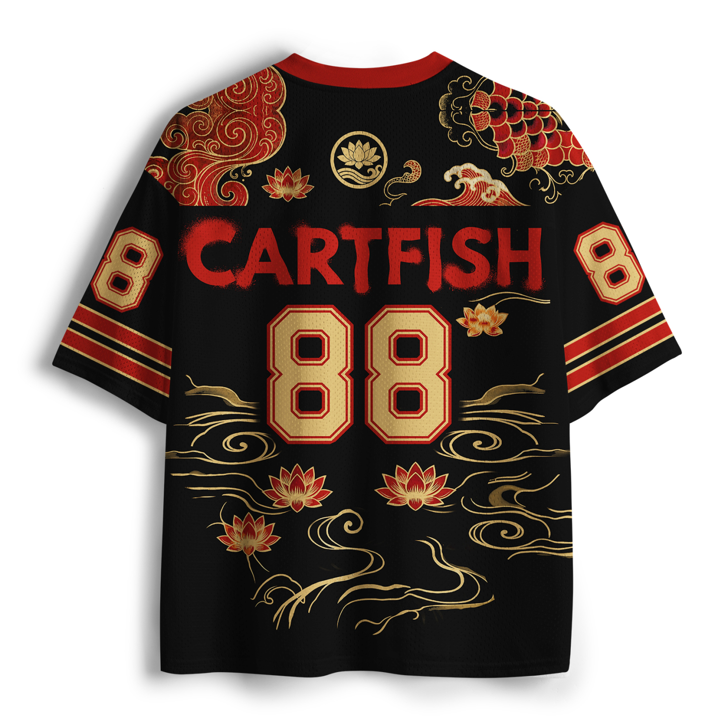 Tokyo-Tiger Koi Fish Watercolor Art Mesh Jersey