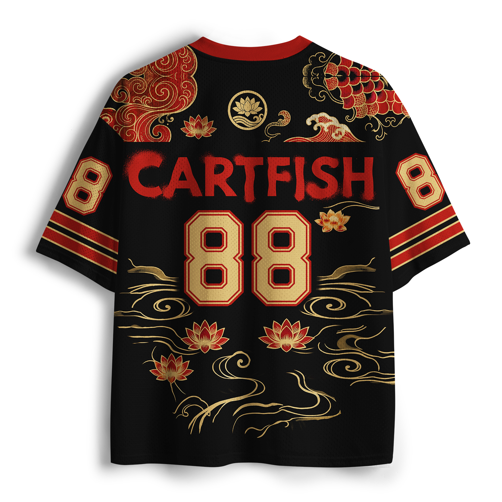 Tokyo-Tiger Koi Fish Watercolor Art Mesh Jersey