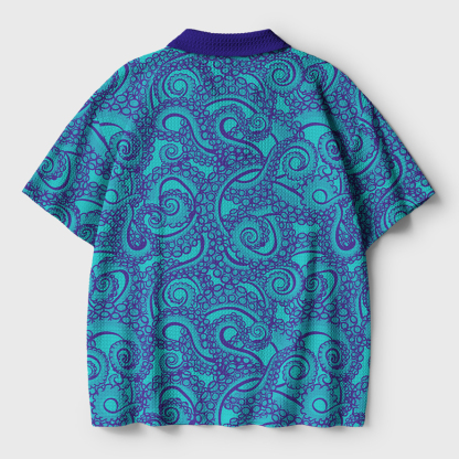 Tokyo-Tiger Octopus Tentacles Crochet Polo Shirt