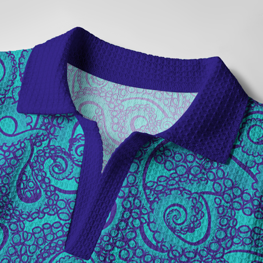 Tokyo-Tiger Octopus Tentacles Crochet Polo Shirt