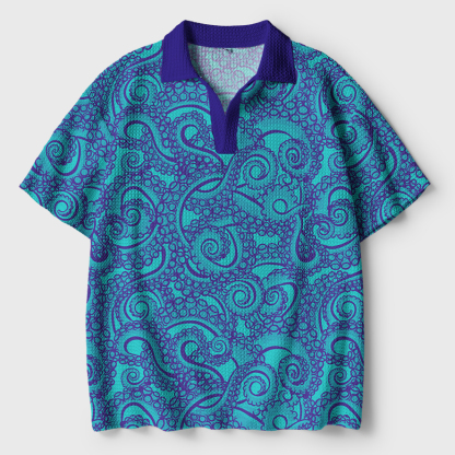 Tokyo-Tiger Octopus Tentacles Crochet Polo Shirt