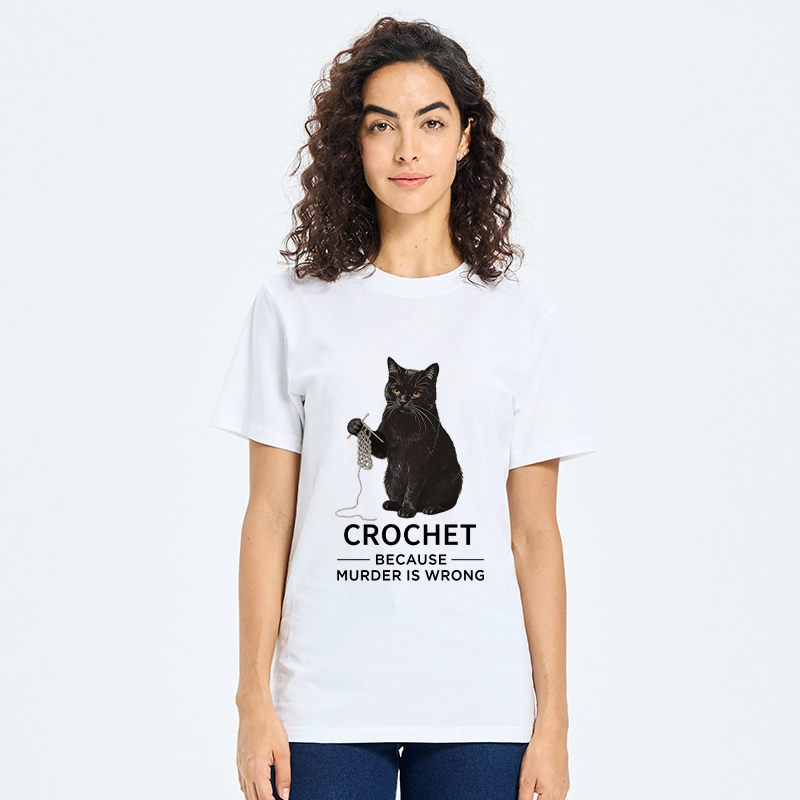 Tokyo-Tiger Cat Crocheting To Avoid Trouble Classic T-Shirt