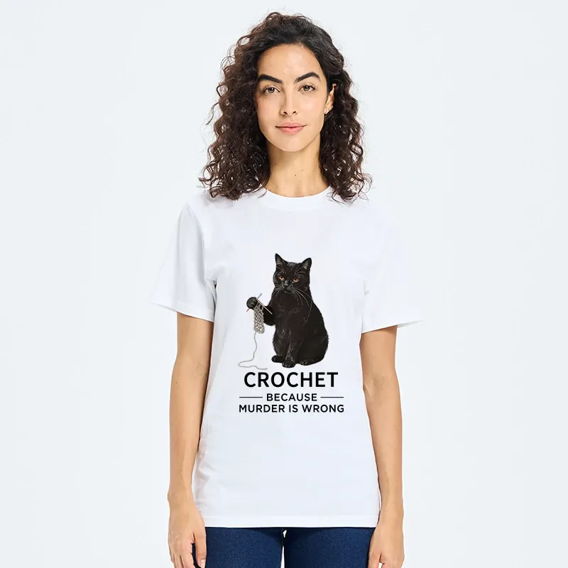 Tokyo-Tiger Cat Crocheting To Avoid Trouble Classic T-Shirt