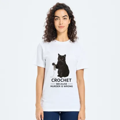 Tokyo-Tiger Cat Crocheting To Avoid Trouble Classic T-Shirt