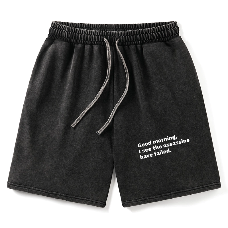 Tokyo-Tiger Assassins Failed Morning Quote Art Washed Shorts