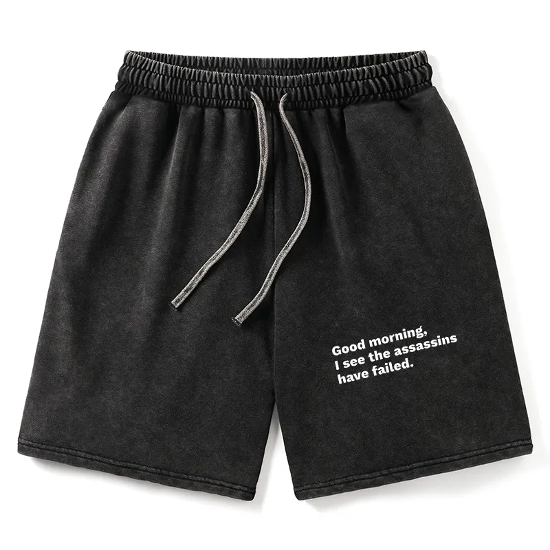Tokyo-Tiger Assassins Failed Morning Quote Art Washed Shorts Sale