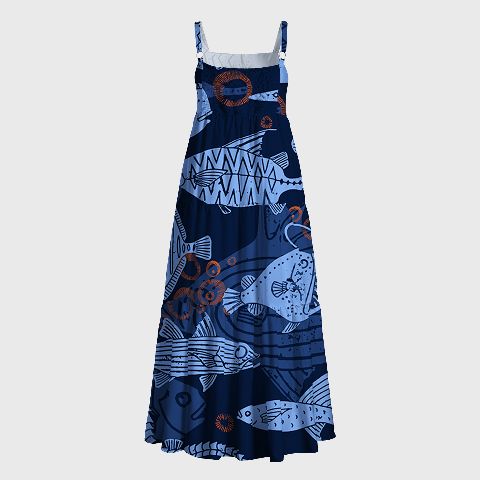 Tokyo-Tiger Various Types Of Fish Maxi Dress