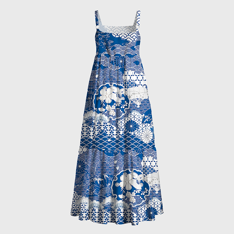 Tokyo-Tiger Indigo Bloom Maxi Dress