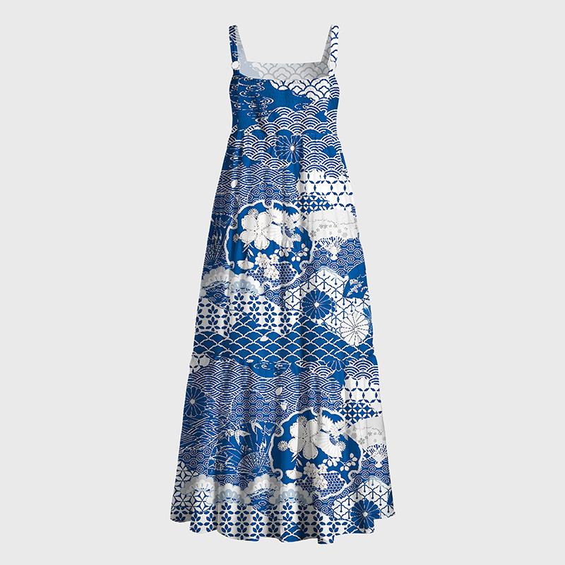 Tokyo-Tiger Indigo Bloom Maxi Dress