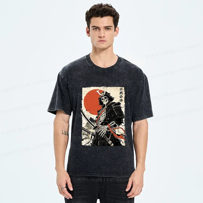 Tokyo-Tiger Mighty General Skeleton Japan Bonsai Washed T-Shirt