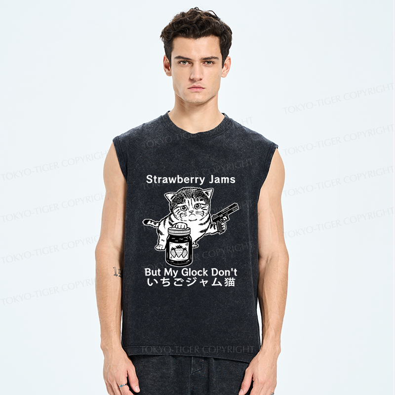 Tokyo-Tiger Strawberry Jam Cat Washed Tank