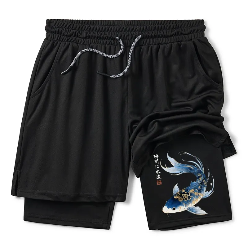 Tokyo-Tiger Elegant Koi Fish Watercolor Art Training Shorts Sale