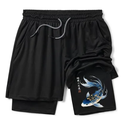 Tokyo-Tiger Elegant Koi Fish Watercolor Art Training Shorts