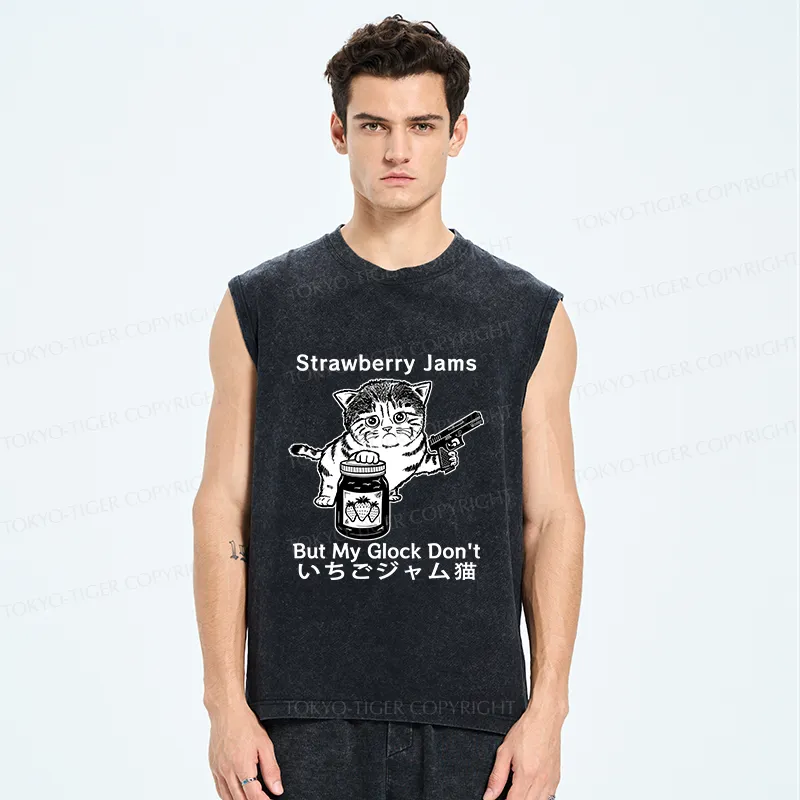 Tokyo-Tiger Strawberry Jam Cat Washed Tank