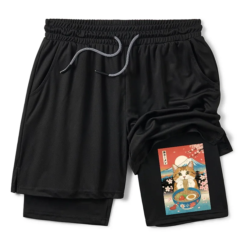 Tokyo-Tiger Funny Orange Cat Eating Ramen Japan Training Shorts Sale