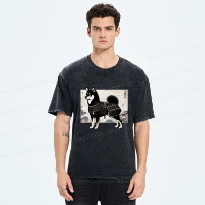 Tokyo-Tiger Cute Japanese Shiba Inu Washed T-Shirt