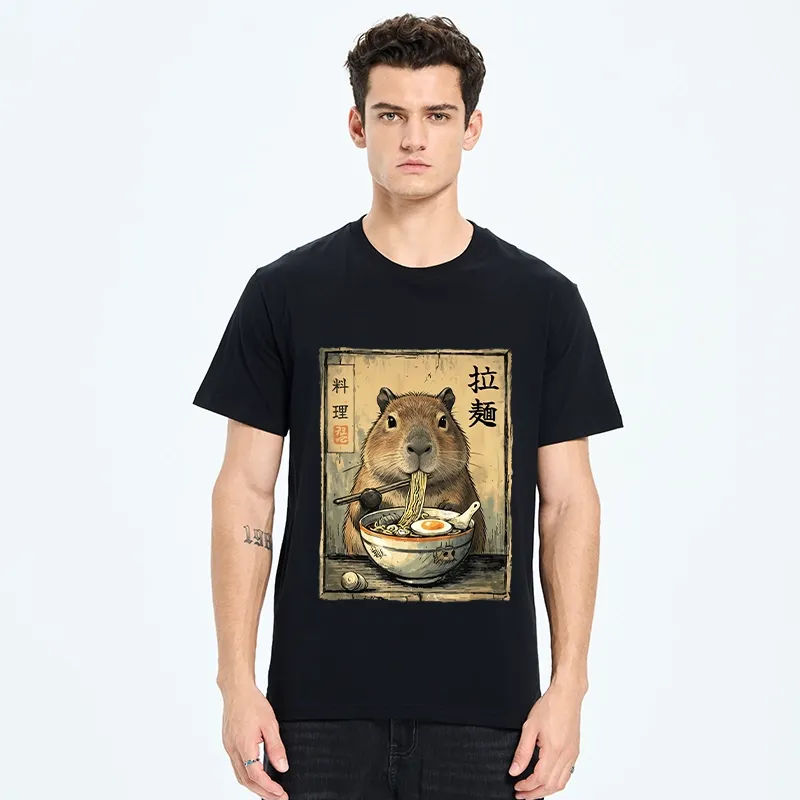 Tokyo-Tiger Capybara Enjoying A Bowl Of Ramen Classic T-Shirt