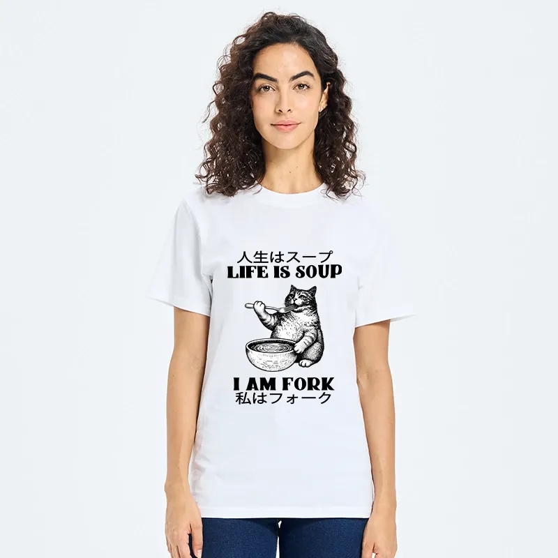 Tokyo-Tiger Cat Eating Soup With A Fork Classic T-Shirt