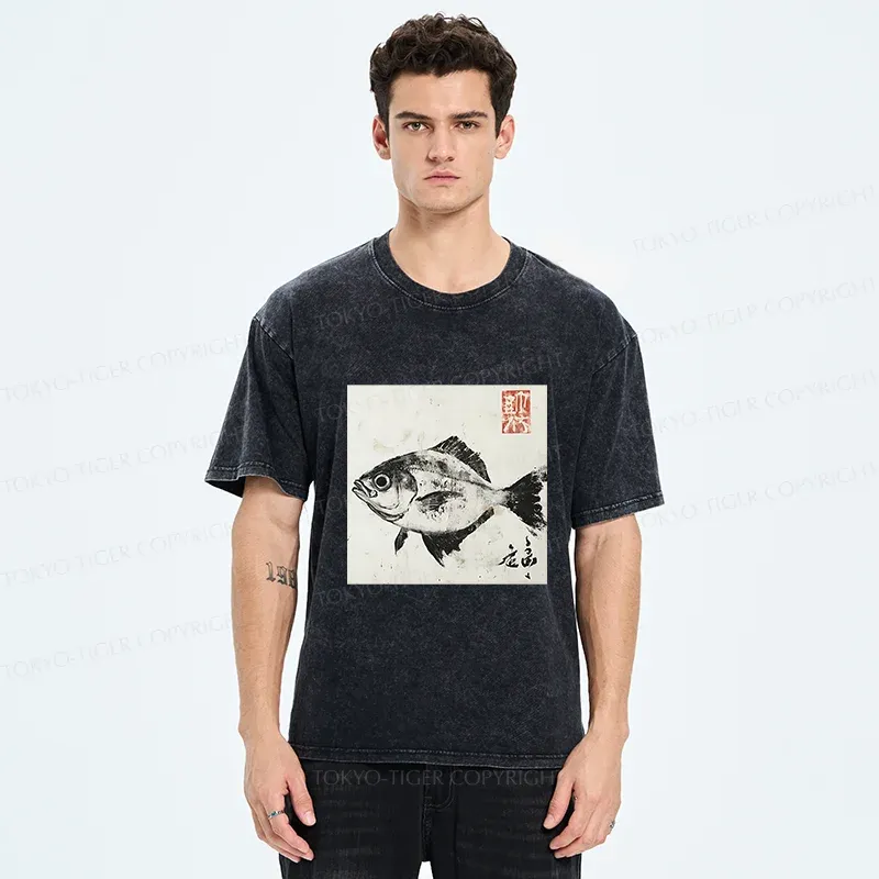 Tokyo-Tiger Vintage Fish Washed T-Shirt