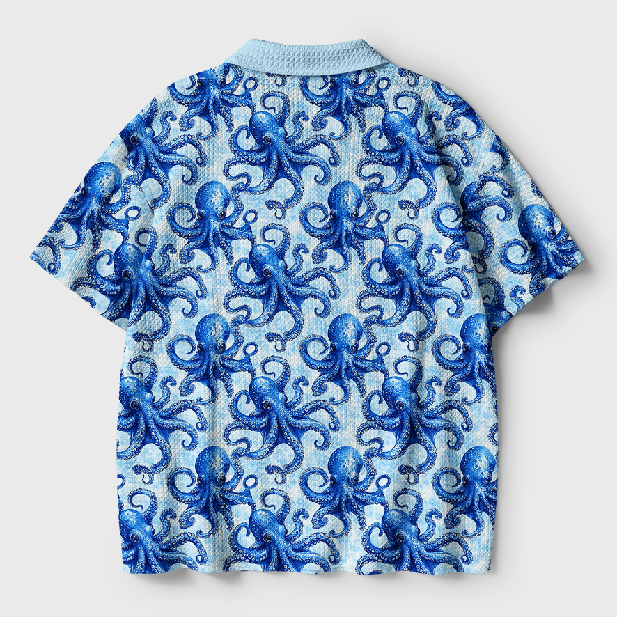 Tokyo-Tiger Oceanic Octopus Crochet Polo Shirt
