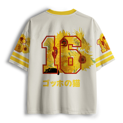 Tokyo-Tiger Black Cat With Sunflowers Mesh Jersey