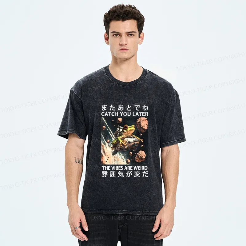 Tokyo-Tiger Frog Astronaut Washed T-Shirt