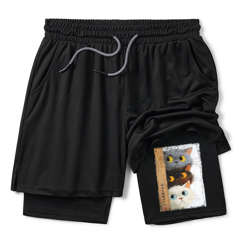 Tokyo-Tiger Three Cute Cats Watch You Training Shorts