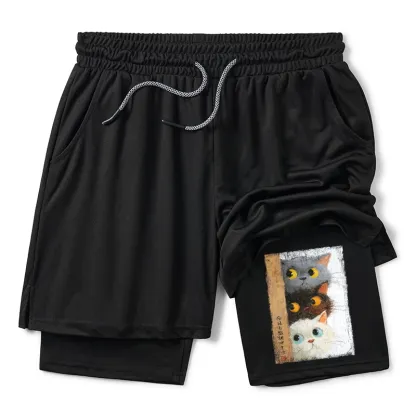 Tokyo-Tiger Three Cute Cats Watch You Training Shorts