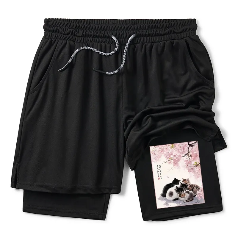 Tokyo-Tiger Cute Cats Sakura Garden Training Shorts Sale