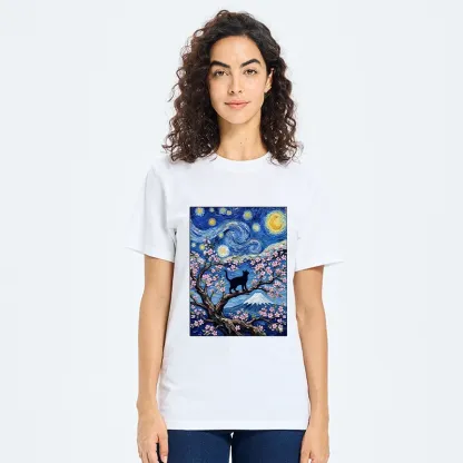 Tokyo-Tiger Van Gogh Style Cat With Mount Fuji Classic T-Shirt