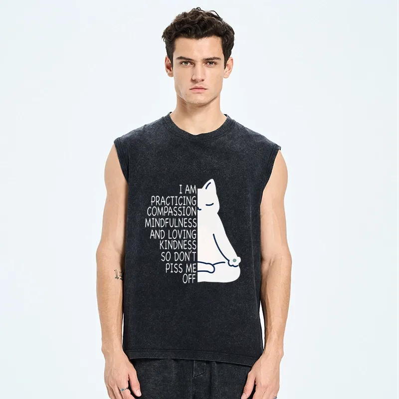 Tokyo-Tiger Calm Black Cat With Anger Issues Washed Tank