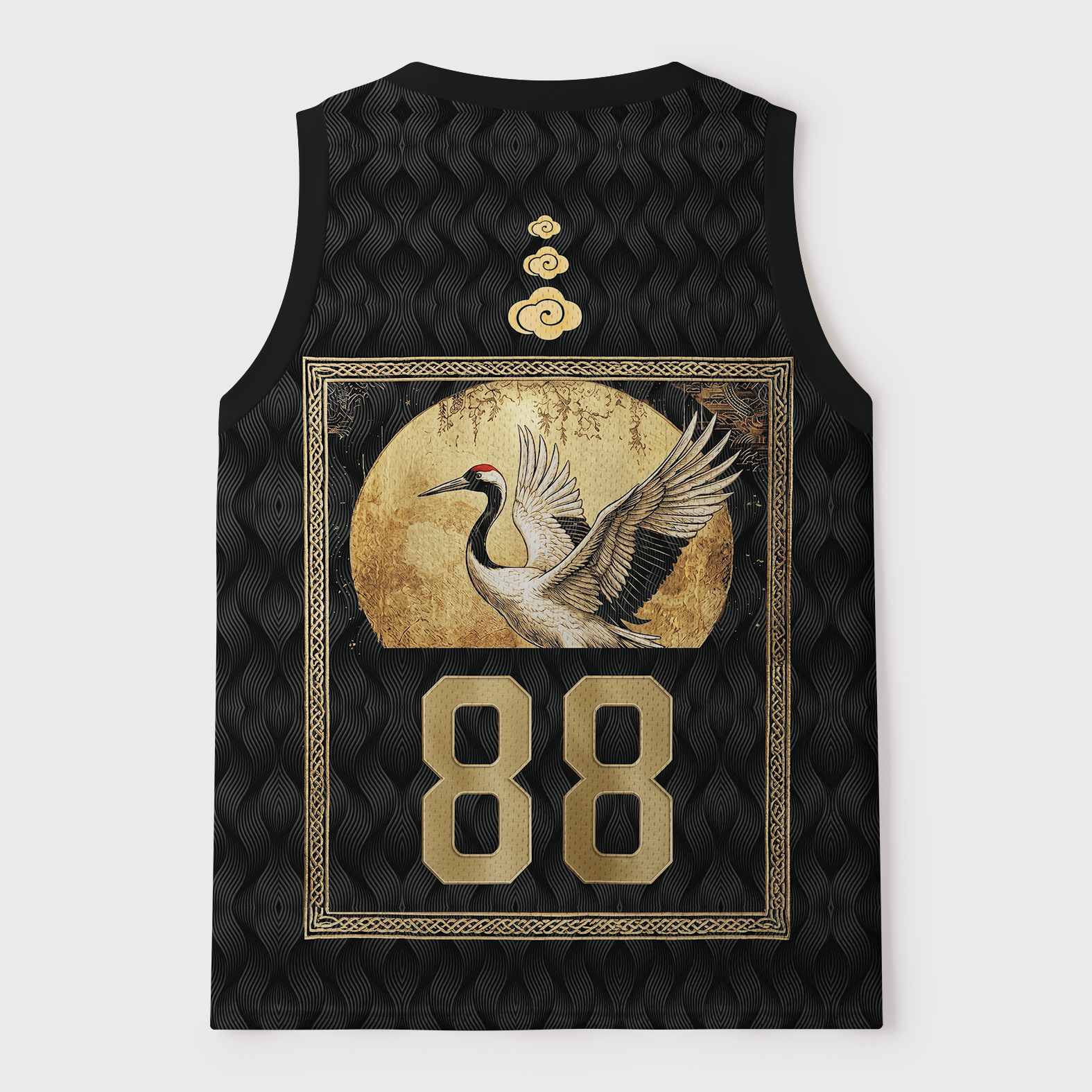 Tokyo-Tiger Vintage Japanese Crane Kanji Mesh Tank Top
