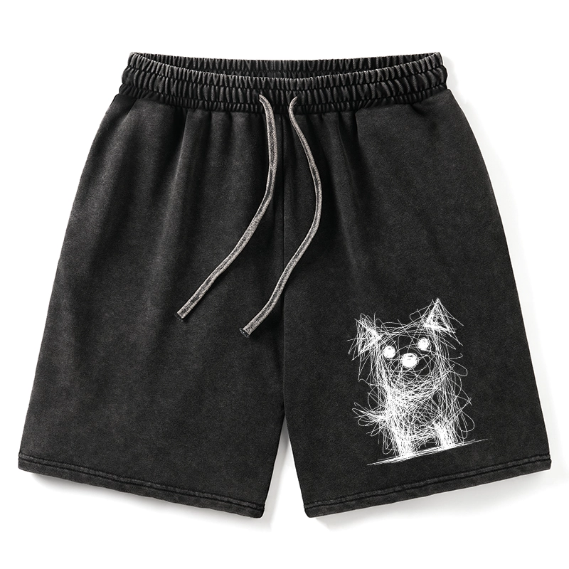 Tokyo-Tiger Scruffy Dog Chaos Art Washed Shorts