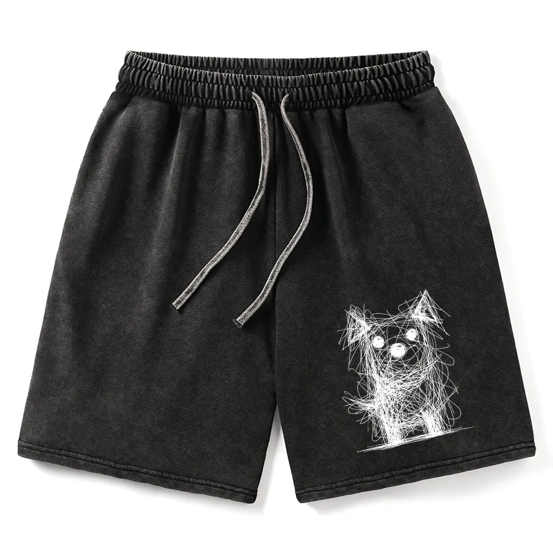 Tokyo-Tiger Scruffy Dog Chaos Art Washed Shorts Sale