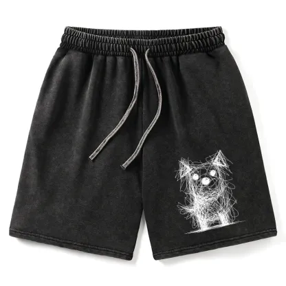 Tokyo-Tiger Scruffy Dog Chaos Art Washed Shorts