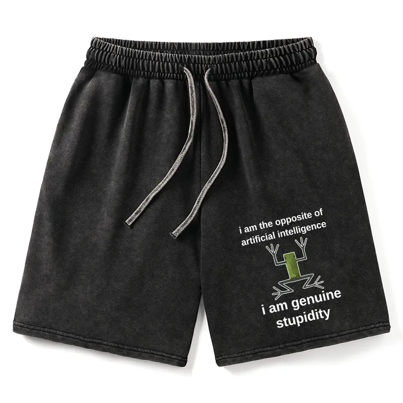 Tokyo-Tiger Genuine Stupidity Frog Meme Washed Shorts
