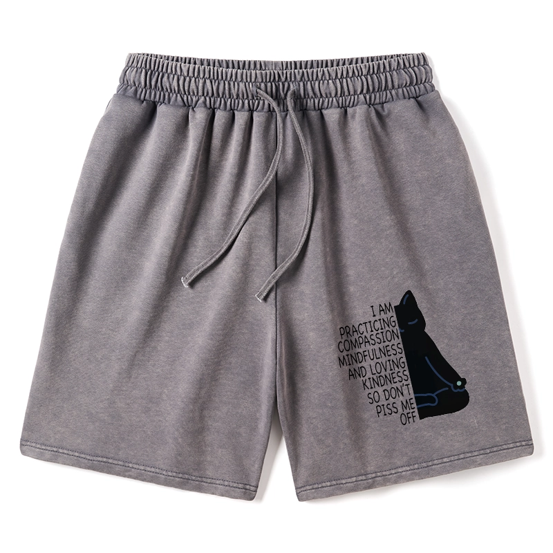 Tokyo-Tiger Calm Black Cat With Anger Issues Washed Shorts